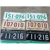 Image 3 : LOT OF 4  OF SASKATCHEWAN LICENCE PLATES (1960,68,69,71) *MATCHING PAIRS*
