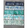 Image 1 : LOT OF 5 OF SASKATCHEWAN LICENCE PLATES (1962,65,74,76,88) *MATCHING PAIRS*