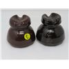 Image 2 : 2 CERAMIC INSULATORS *BROWN* (NP-55)