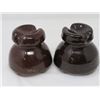 Image 3 : 2 CERAMIC INSULATORS *BROWN* (NP-55)