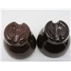 Image 5 : 2 CERAMIC INSULATORS *BROWN* (NP-55)