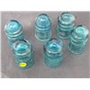 Image 4 : 6 GLASS INSULATORS (HEMINGWAY) *#9 AQUA GREEEN*