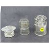 Image 2 : 3 GLASS INSULATORS (ARMSTRONG) *1 - #9, CSC, UNKNOWN*