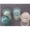 Image 4 : 4 4 GLASS INSULATORS (DOMINION) *1 CLEAR, 3 BLUE* (GLASS IMPERFECTIONS)