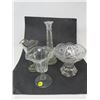 Image 1 : 4 FLUTED & PRESSED GLASS VASES *1 CHIPPED, 1 COLORED & CHIPPED*