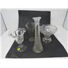 Image 2 : 4 FLUTED & PRESSED GLASS VASES *1 CHIPPED, 1 COLORED & CHIPPED*