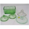 Image 1 : GREEN DEPRESSION GLASS LIDS (SUGAR)