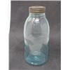 Image 2 : 2 QUART JAR (DIAMOND) *COLORED, IMPERFECTIONS* W/TOP, WIRE
