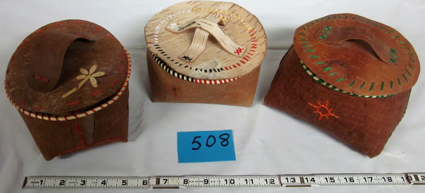 Native Liquid Containers 3 CONTAINERS/LIDS (NATIVE HAND CRAFTED) - Schmalz Auctions