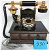 Image 1 : ROTARY DIAL TELEPHONE (ORNATE FRENCH DECO STYLE) *BLACK/BROWN*