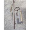Image 6 : LOT OF CANT HOOKS, SPEAR, HEWING AXE, 2 KNIVES