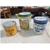 Image 1 : 2 TOBACCO TINS (VOGUE & PLAYERS), KRAFT PEANUT BUTTER JAR (W/HANDLE)