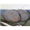 Image 3 : BOX OF WOOD STOVE LIDS (QTY 2), HORSE HAMES, CURRY COMB, ETC.