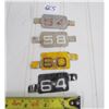 Image 1 : 4 BICYCLE TAGS *TIN, W/SERIAL NUMBERS* (1954, 58, 60, 64)