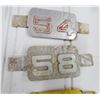 Image 2 : 4 BICYCLE TAGS *TIN, W/SERIAL NUMBERS* (1954, 58, 60, 64)