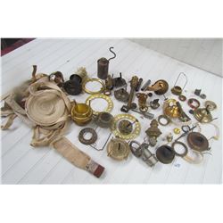 LOT OF LAMP PARTS, RUNNERS, WICKS, ETC. (OVER 50 PCS)