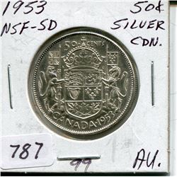 1953 CNDN 50 CENT (SILVER, NSF-SD)