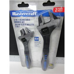 New Mastercraft 3 in 1 Adjustable Crecent Wrench Set / wrench/pipe wrench and hammer