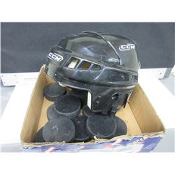 CCM Hockey Helmet & Pucks/ Certified / looks New unused no wear inside