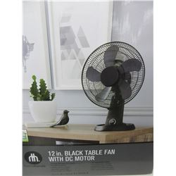 New Hometrends 12 inch black Table Fan with energy efficient DC Motor