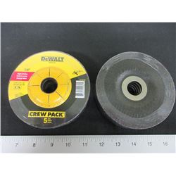 New DeWalt 1/4" x 4 1/2" Grinding Disks / 2 crew packs of 5 / 10 disk total