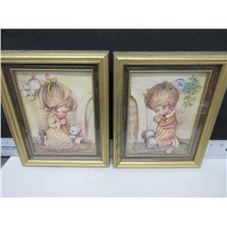 2 Paper Tole Pictures framed 8 x 10