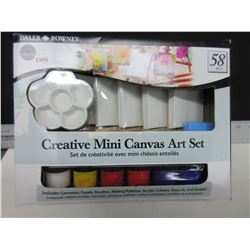New Daler & Rowney 58 piece Mini Canvas Art Set / 6 mini easels, canvas