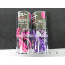 2 New Pairs of Dinosaur Driver Zippered Headphones