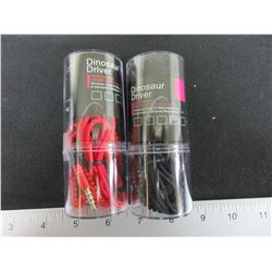 2 New Pairs of Dinosaur Driver Zippered Headphones