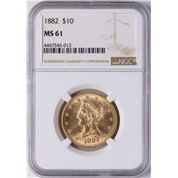 1882 $10 Liberty Head Eagle Gold Coin NGC MS61