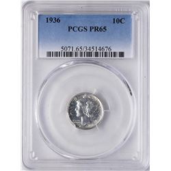 1936 Proof Mercury Dime Coin PCGS PR65