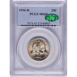 1916-D Barber Quarter Coin PCGS MS65 CAC