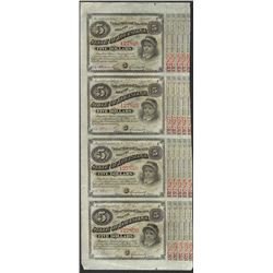 Uncut Sheet of (4) State of Louisiana Baby Bond Obsolete Notes