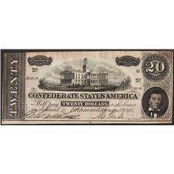 1864 $20 Confederate States of America Note