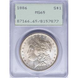 1886 $1 Morgan Silver Dollar Coin PCGS MS65 Old Green Rattler