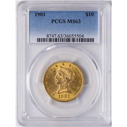 1901 $10 Liberty Head Eagle Gold Coin PCGS MS63