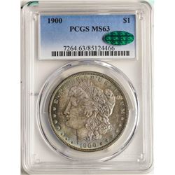 1900 $1 Morgan Silver Dollar Coin PCGS MS63 CAC AMAZING TONING