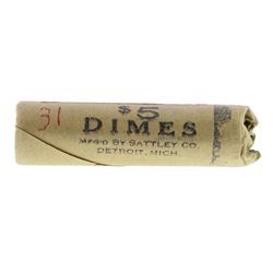 Roll of (50) Brilliant Uncirculated 1957 Roosevelt Dime Coins