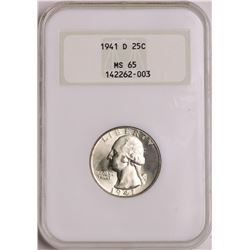 1941-D Washington Quarter Coin NGC MS65 Old Holder