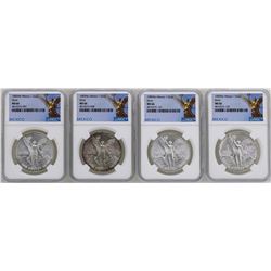 Lot of (2) 1982Mo & (2) 1983Mo Mexico Libertad Onza Silver Coins NGC MS66