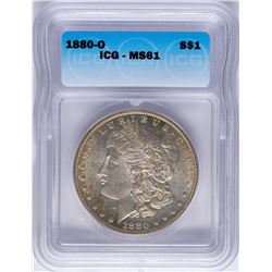 1880-O $1 Morgan Silver Dollar Coin ICG MS61