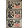 Image 1 : Lot of (3) 1874 Fifth Issue 25 Cent Fractional Currency Notes