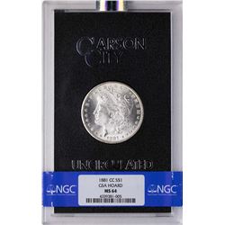 1881-CC $1 Morgan Silver Dollar Coin GSA Hoard NGC MS64