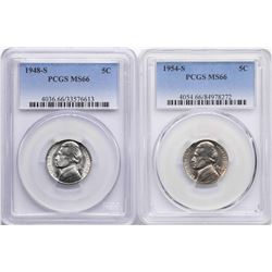 Lot of 1948-S & 1954-S Jefferson Nickel Coins PCGS MS66