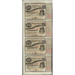Uncut Sheet of (4) State of Louisiana Baby Bond Obsolete Notes