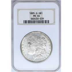 1885-O $1 Morgan Silver Dollar Coin NGC MS64 Nice Toning Old Holder