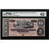 Image 1 : 1864 $10 Confederate States of America Note T-68 PMG Uncirculated 62EPQ