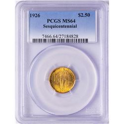 1926 $2 1/2 Sesquicentennial Commemorative Gold Coin PCGS MS64