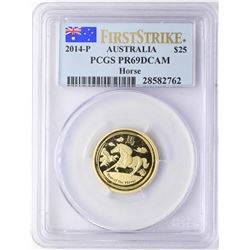 2014-P $25 Australia Year of the Horse Gold Coin PCGS PR69DCAM First Strike