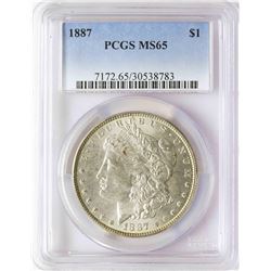 1887 $1 Morgan Silver Dollar Coin PCGS MS65